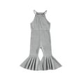 thumbnail image 2 of Baby Kid Girls Jumpsuit, 12 18 24M 3 4T Sleeveless Solid Summer Long Flare Pants for Party Casual, 2 of 9