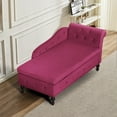 thumbnail image 5 of ACMEASE Upholstered Chaise Lounge with Right Armrest & Lumbar Pillow,Button Tufted Lounge Sofa with Storage,Lounge Chair Indoor,Modern Velvet Lounge Chair for Bedroom, Living Room and Office, Fuchsia, 5 of 7