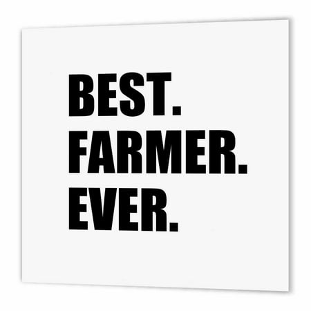 3dRose Best Farmer Ever - fun gift for farming job - farm - black text, Iron On Heat Transfer, 10 by 10-inch, For White