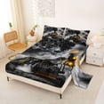 thumbnail image 2 of Castle Fairy Vintage Steam Train Queen Sheet Sets 4 Pieces for Teens, Smoke Cloud Print Bed Set for Bedroom, Rust Orange, 2 of 6