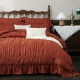 thumbnail image 2 of Beige Comforter Set Queen Size,Ruched Boho Bedding 9-Piece Bed-in-a-Bag for All Seasons,Fluffy Luxury Ruffle Bedding Set with Comforter, Flat Sheet, Fitted Sheet, Pillow Shams, Pillowcases, 2 of 12