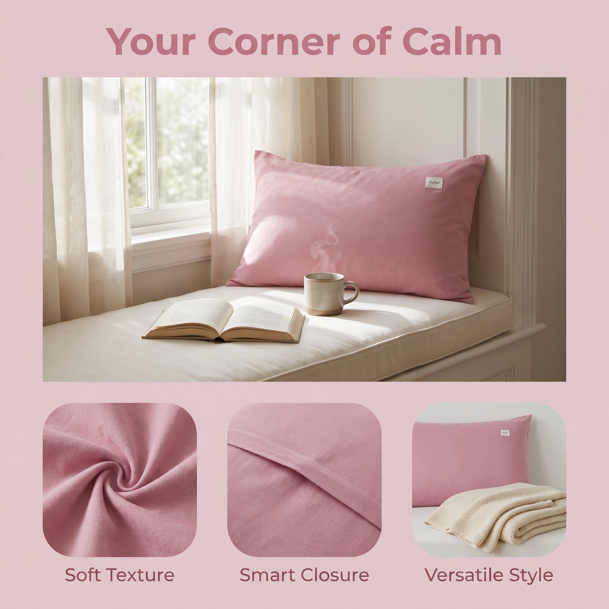 Unique Bargains 2 Pack Cotton Smooth Cooling Pillow Cases Envelope Closure Bean-Gray