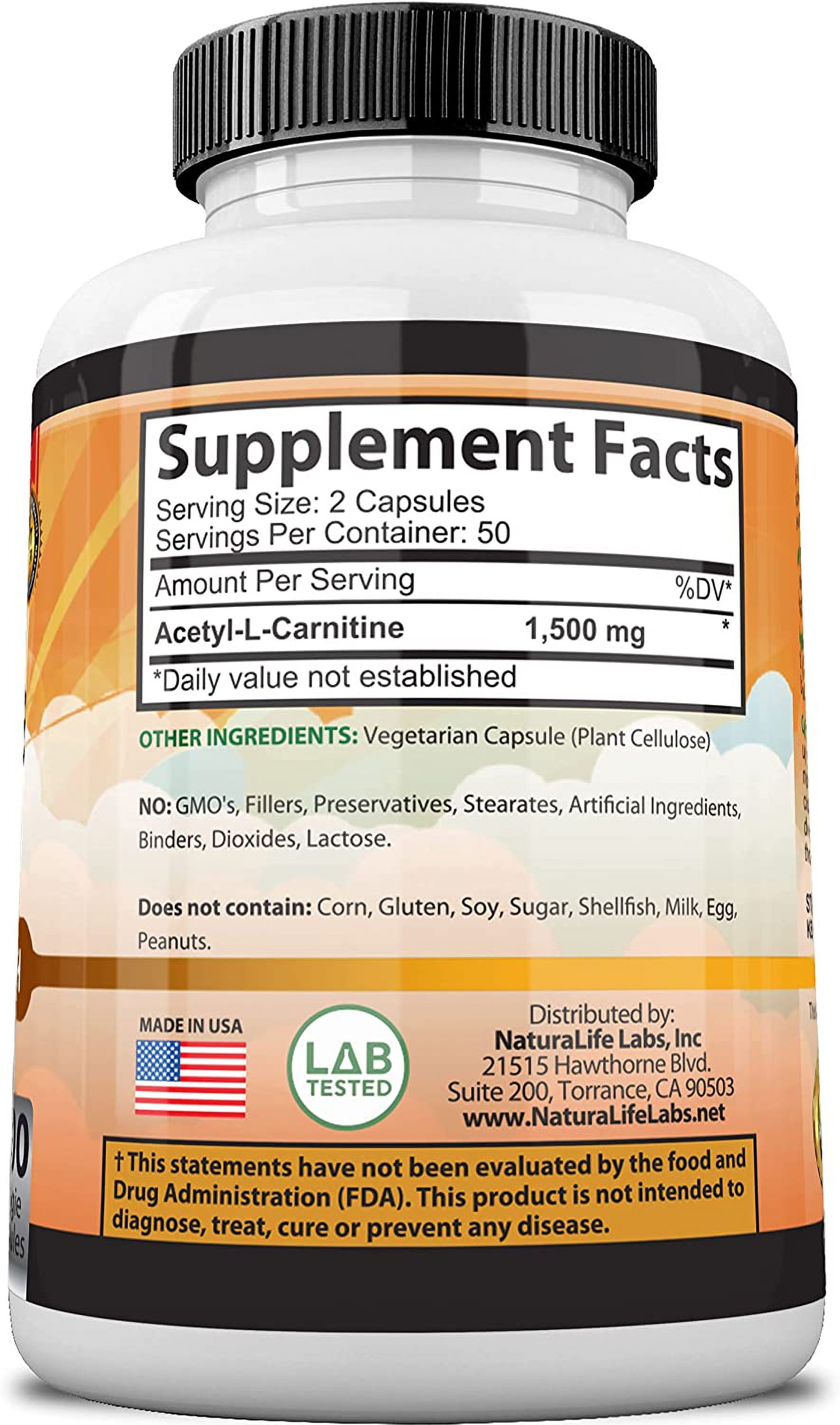 NaturaLife Labs Acetyl L-Carnitine (ALCAR) 1500 mg Tunisia | Ubuy
