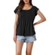 thumbnail image 1 of Túnicas INSPIRE CHIC para mujeres, blusas casuales de verano con mangas cortas, frente plisado y cuello redondo, color negro, 1 of 6