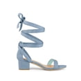 thumbnail image 3 of BLISSFUL STEP Women's Opened Toe Block Heel Lace up Dress Sandals Blue Haze 8, 3 of 7
