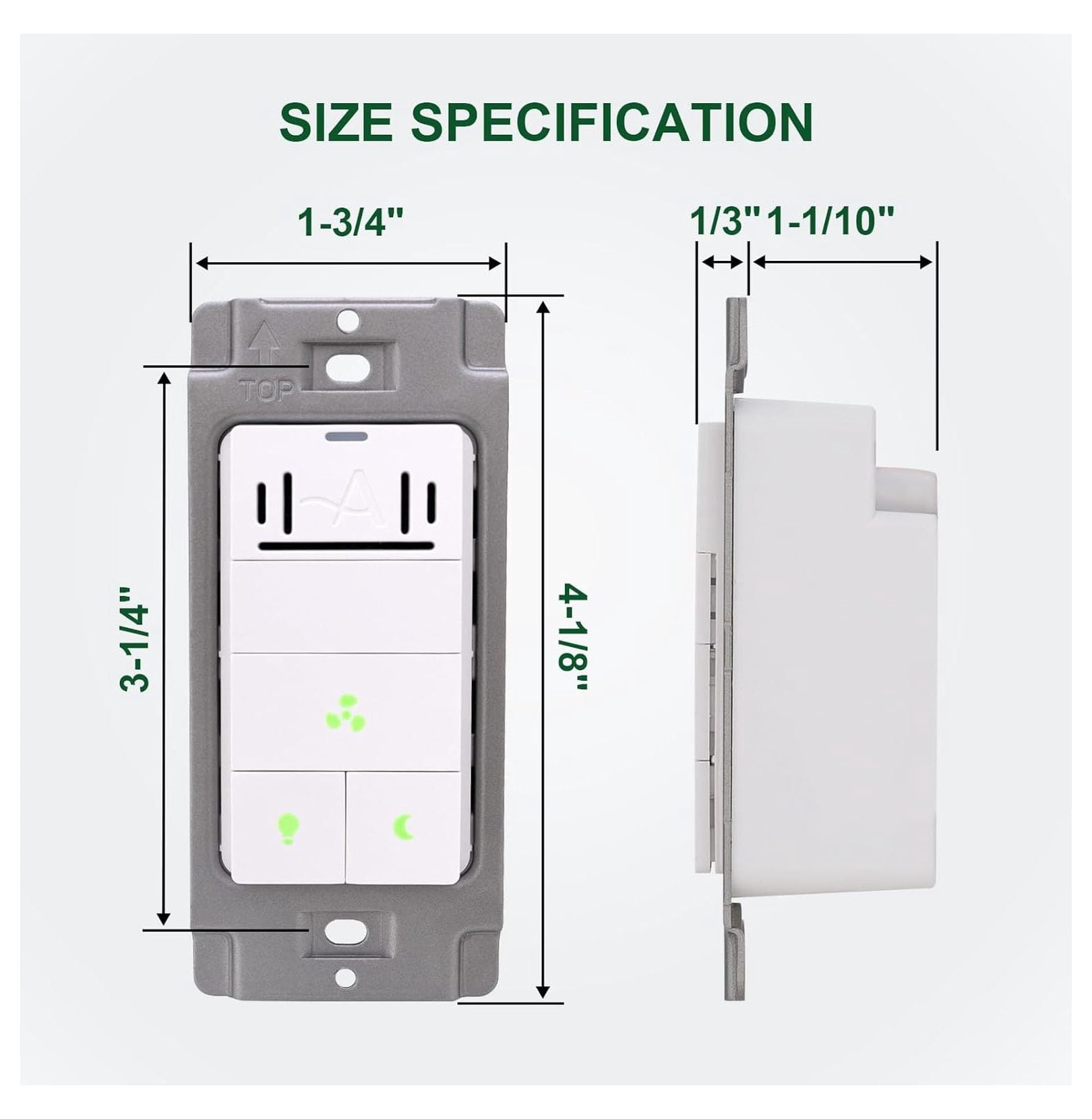 Humidity Sensor Switch for Bathroom Exhaust Fan with Light, LED Light, Night Light, Ventilation Fan, Air Moisture Control, Timer Switch for Bathroom Fan, UL Listed, White