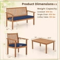 thumbnail image 4 of Aimee Lii 4 Pieces Patio Wood Furniture Set Acacia Wood Sofa Set with Loveseat, Patio Furniture Sets, Navy, 4 of 7
