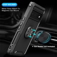 thumbnail image 4 of SaniMore for Google Pixel 7 Pro Multi-Functional Case, 3-Layer Protection Magnetic Cover Support Car Mount & 360° Rotatable Metal Ring Kickstand Full Body Shockproof Protective Shell, Black, 4 of 8