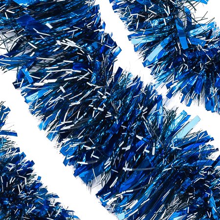 4 Pcs 6.6 Ft Christmas Blue Sparkly Tinsel Garland, Metallic Twist