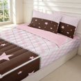 thumbnail image 3 of Manfei Classic Plaid Zipper Twin Comforter Sets with Fitted Sheet and 2 Pillowcases,Lovely Stars Zipper Bedding Set,Pink,Pink Reversible,4pcs, 3 of 8