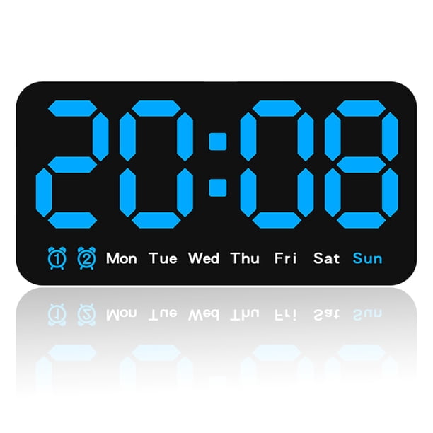 Reloj de pared digital grande, despertador LED con dígitos grandes, alarma dual, brillo de 3 niveles