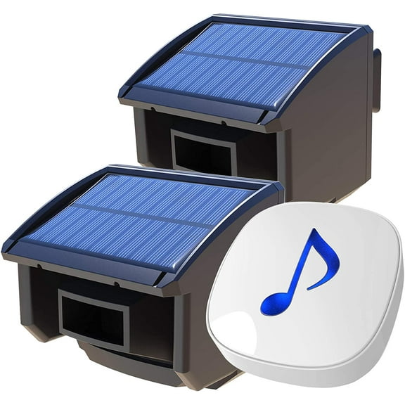 HTZSAFE Solar Wireless Driveway Alarm System Battery Operated Security Alarm with 2 Sensors Count