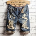 thumbnail image 5 of Pantalones cortos de mezclilla para hombre, holgados, con estampado medio, bermudas cortas, pantalones vaqueros para hombre, rotos, largos, holgados, anchos, populares, de lujo, diseñador de moda Y2k, 5 of 5