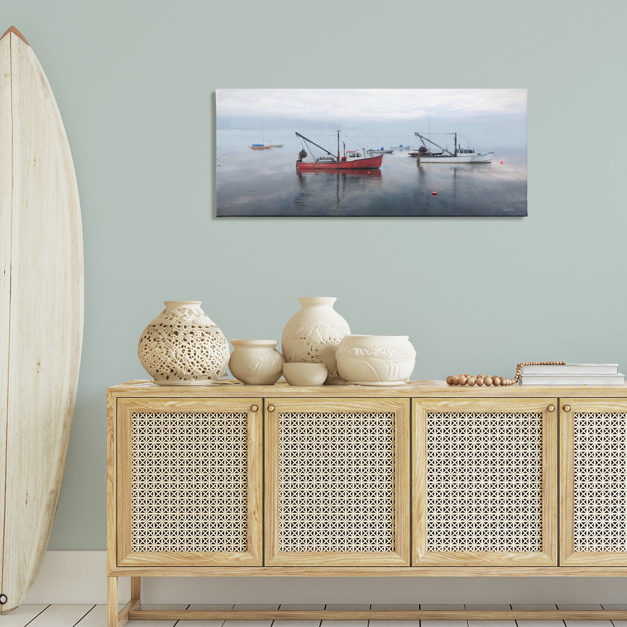 Stupell Industries Boat Harbor Seascape Nautical & Beach Photography Wrapped Canvas Art Print Wall Art, 48 x 20