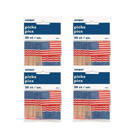 Plated Toothpick - (4 Pack) American Flag Toothpicks, 30pk