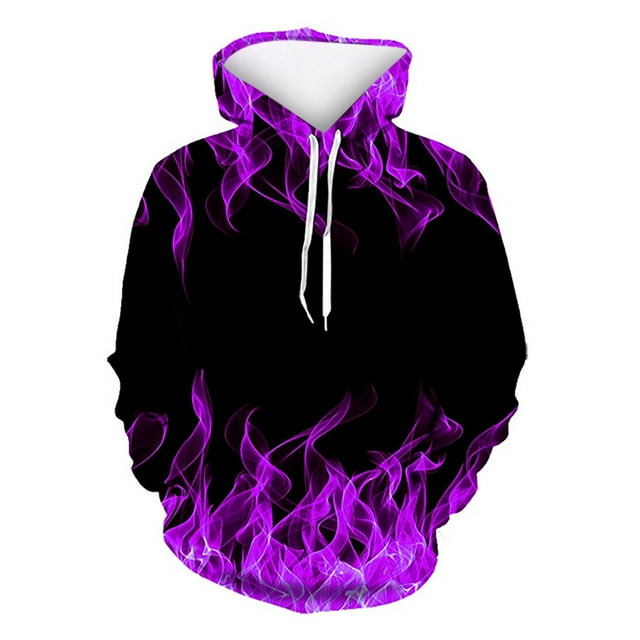 jsaierl Chandail à Capuche pour Hommes, Graphique Flamme 3D, Manches Longues, Décontracté, Confortable, Nouveauté