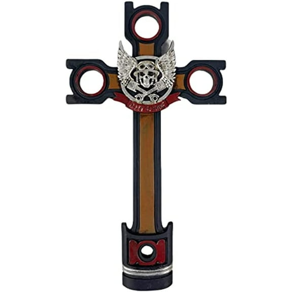 Urbalabs Western 12 Inch Wall Cross Born To Ride Motorcycle Biker Skull and Bones Cross Rustic Cowboy Wall Hanging Cross Country Wall Decor Room Decoration Office Church Home (Born To Ride)