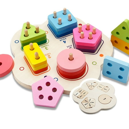 

1 Set of Early Educational Toy Geometric Figure Sleeve Column Matching Blocks for Baby (Random Color)