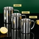 thumbnail image 5 of Taza de café de acero inoxidable con tapa y asa, 14 oz, 100% libre de BPA, la taza de café de viaje de campamento de dos pisos es firme e irrompible, el café / té es más caliente, la, 5 of 6