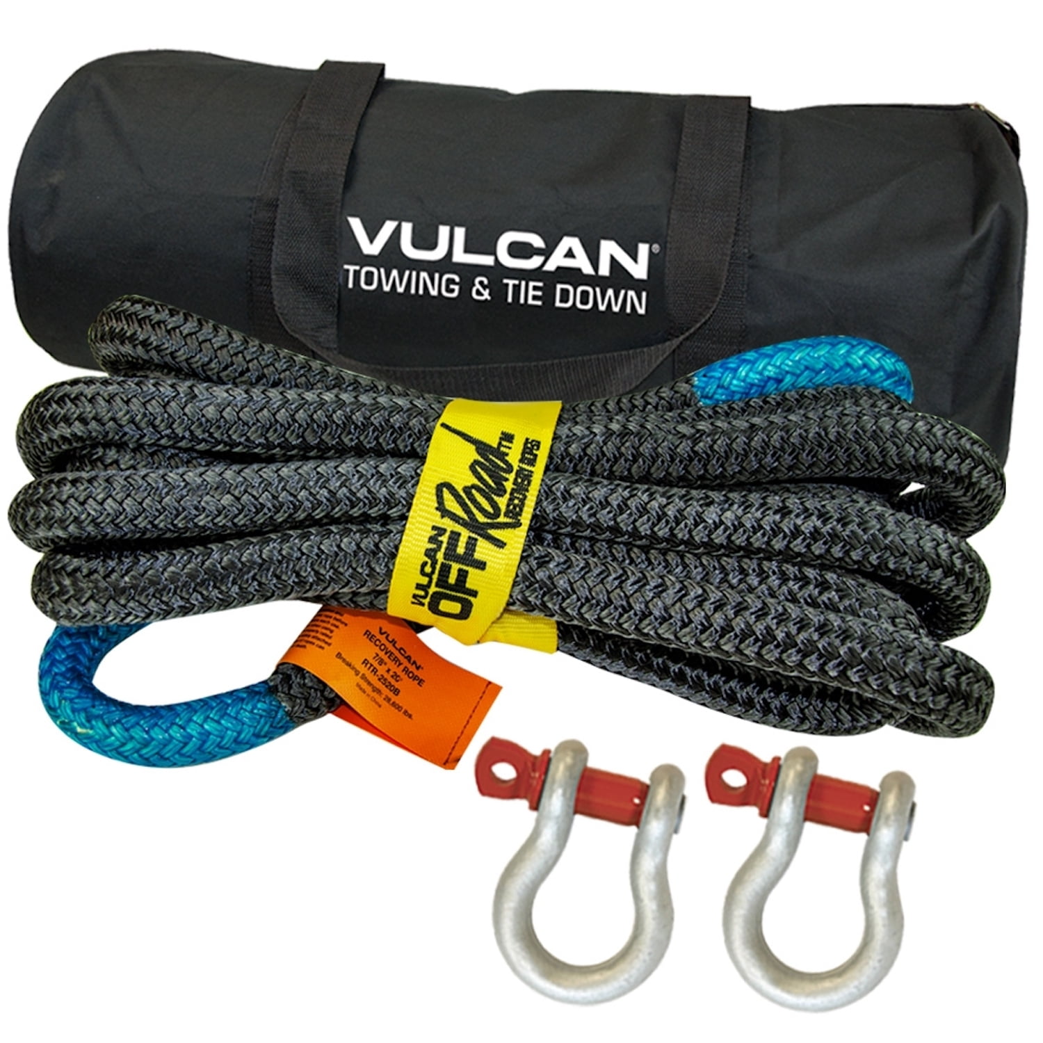 VULCAN OffRoad Double Braided Recovery Rope Kit with 7/8 Inch x 20