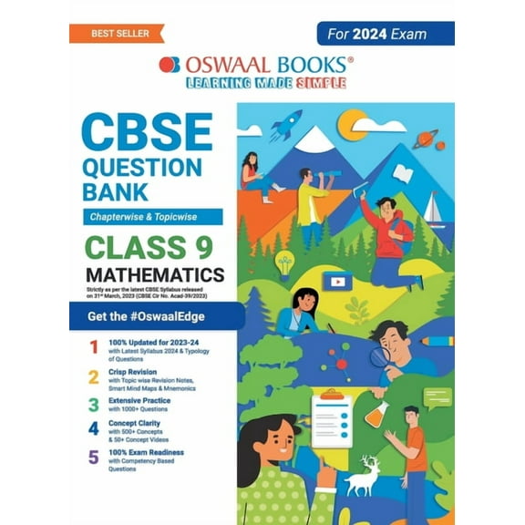 Oswaal CBSE Chapterwise & Topicwise Question Bank Class 9 Mathematics Book (For 2023-24 Exam), (Paperback)