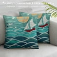 thumbnail image 3 of Nawypu  Nautical Throw Pillow Cushion Cover, Theme Paper Boat Sea Happy Dolphins Underwater Animals Ocean, Decorative Square Accent Pillow Case,, 3 of 5