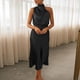 thumbnail image 5 of Vestidos de noche elegantes para mujer, sin mangas, con cuello halter, de satén, para bodas de verano, vestidos de noche largos (L), 5 of 5