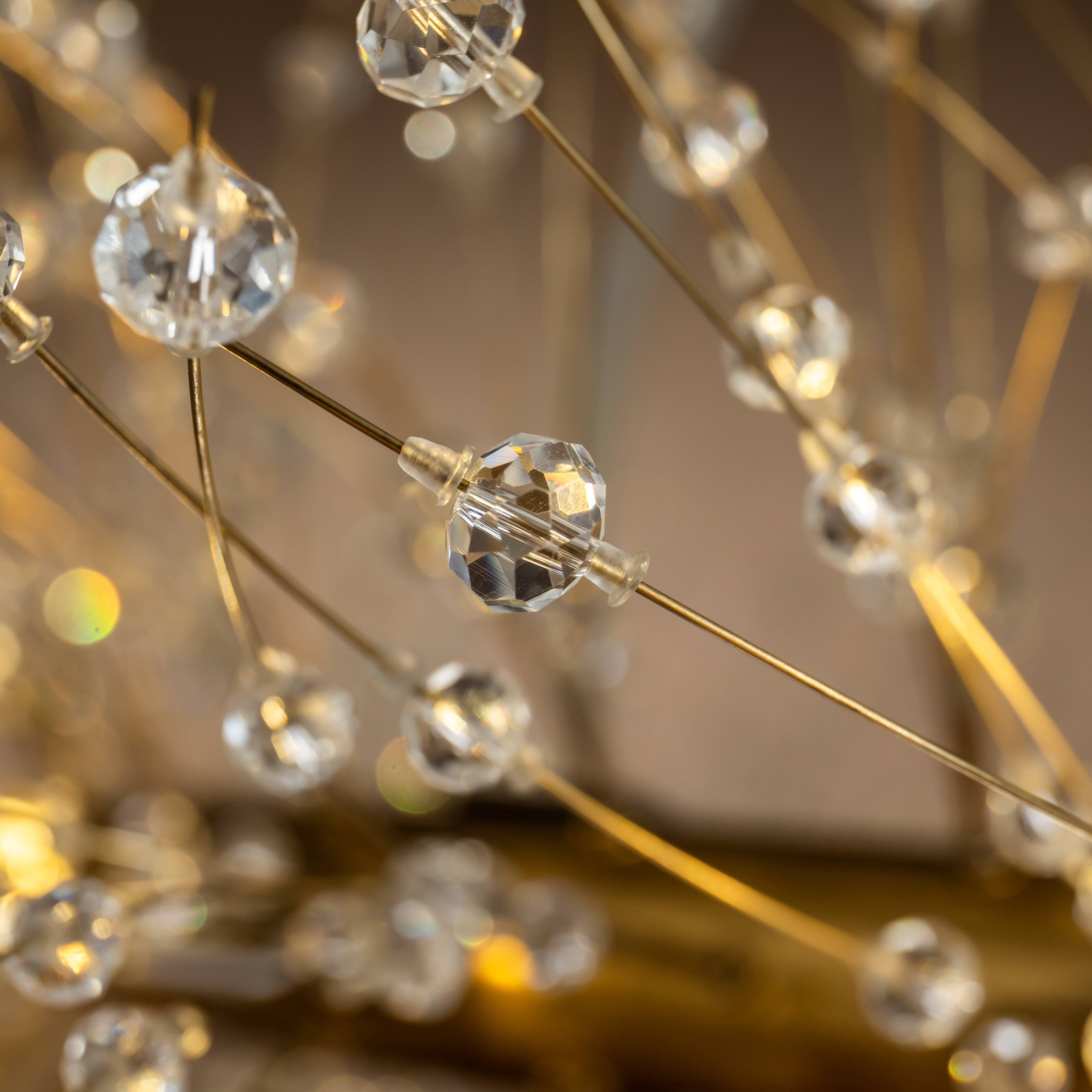 12-Lights Antique Brass Wagon Wheel Modern Crystal Firework Chandelier Glam Round Pendant Light Fixture for Dining Room or Living Room