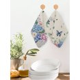 thumbnail image 2 of Watercolor Flowers Kitchen Dish Towels for Drying Dishes Set of 2, Spring Floral Butterflies Botanical Beige Waffle Weave Microfiber Hand Tea Bathroom Towels Quick Dry & Absorbent Towel 12x12, 2 of 7