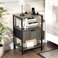 thumbnail image 3 of JOYMOR Fluted Nightstand, Fabric Dresser with 2 Drawers and 1 Shelf, Bedside Table, End Table with Charging Station, Nightstand for Indoors, 3 of 9