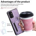 thumbnail image 6 of Phone Case for Samsung Galaxy A13 5G Wallet Cover with Tempered Glass Screen Protector and Wrist Strap Lanyard RFID Credit Card Holder Ring Stand Cell Accessories SM-A136U SM-A136U1 Women Men Purple, 6 of 9