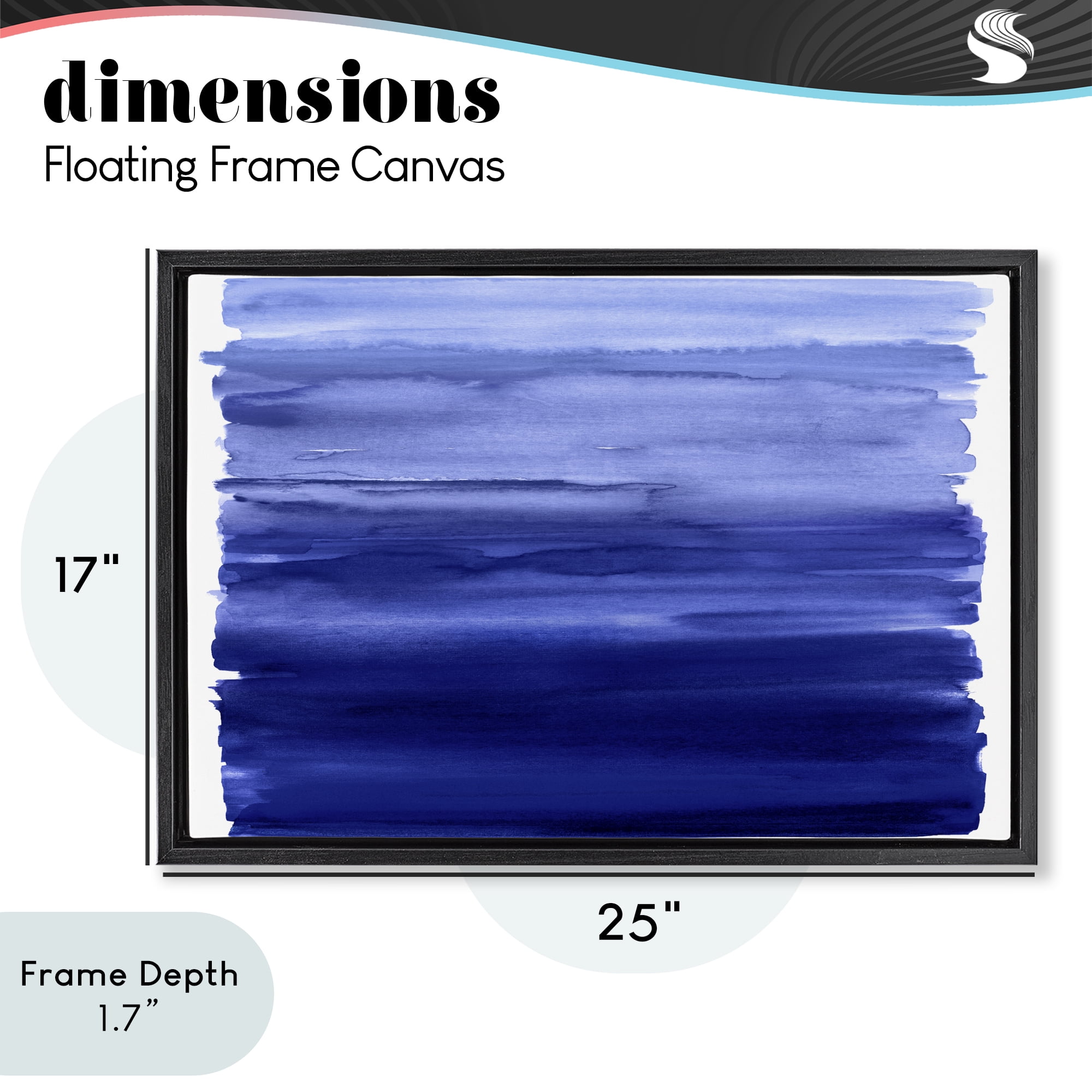 Stupell Industries Oceanic Ombre Blue Black Framed Floater Canvas Wall Art, design by Allie Corbin