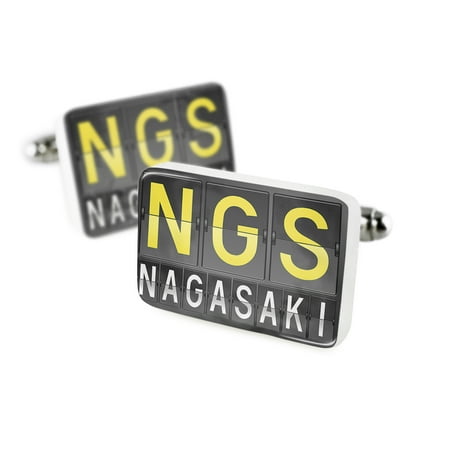 Cufflinks NGS Airport Code for NagasakiPorcelain Ceramic NEONBLOND