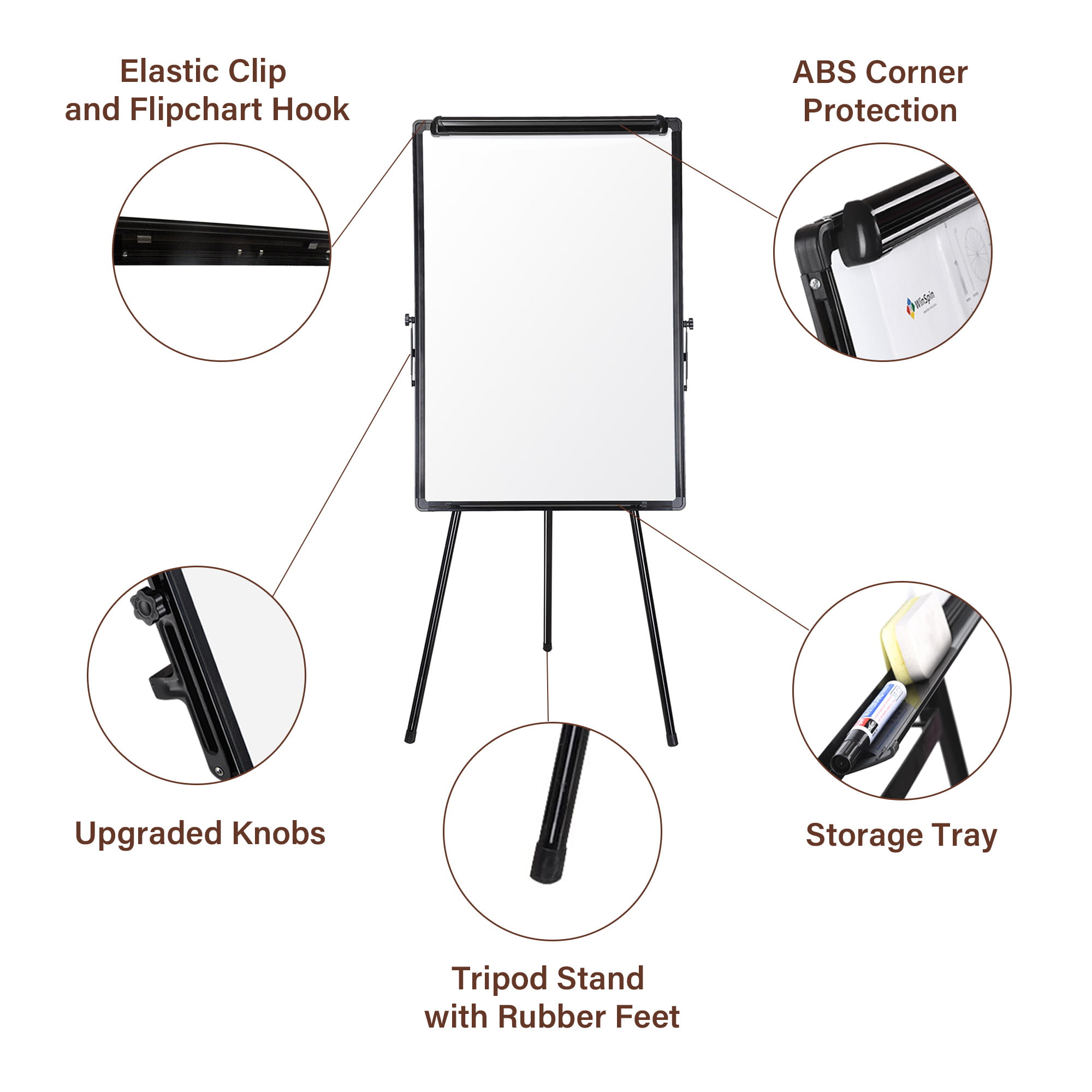 Tripod Single-sided Mobile WhiteBoard with Stand 36*24 Magnetic Dry Erase Board 