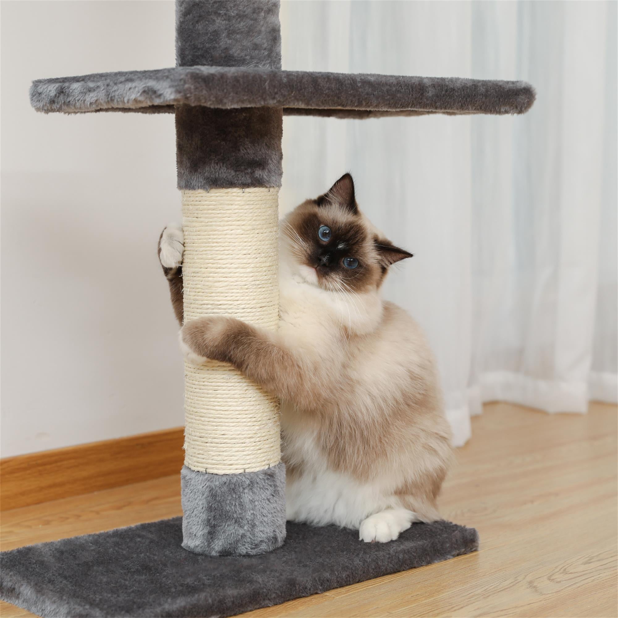 Kadyn Adjustable 90"-108" Tall Cat Tree for Indoor Cats, Multilevel Cat Tower with Sisal Scratching Posts, Floor-to-Ceiling Cat Condo for Adult Cats, Gray