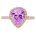 thumbnail image 3 of 2.38 ct Pear Cut Simulated Alexandrite with Simulated Diamond Halo Accents 18K Rose Gold Womens Engagement Ring, 3 of 4