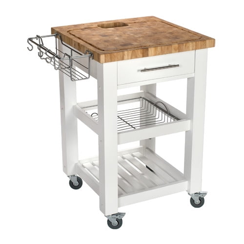 Chris Pro Chef Kitchen Cart With Butcher Block Top Chris Pro Chef Kitchen Cart