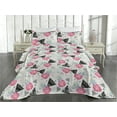 thumbnail image 2 of Ambesonne Tropical Quilted Bedspread Set 3 Pcs, Triangle Pineapple Plot, Twin, Charcoal Grey and Hot Pink, 2 of 4