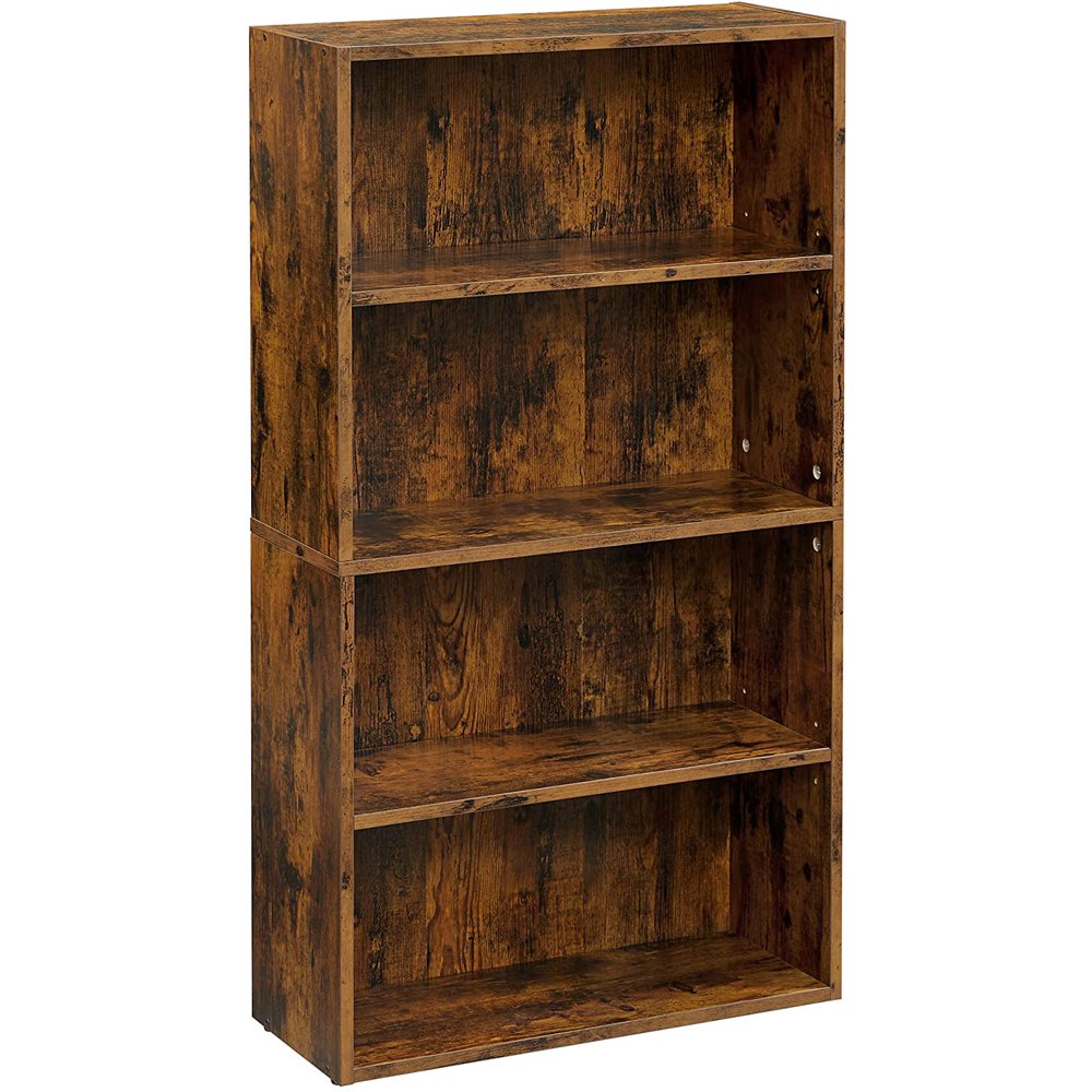 VASAGLE Bookshelf, with 4Tier Adjustable Shelves, 23.6", Rustic Brown