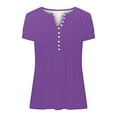 thumbnail image 5 of Tittly T Shirts for Women Spring Tops for Women Short Sleeve Womens Tops 2025 Spring Neck Casual Print Tunic T Shirts Womens Tops Tshirts Shirts Basic Tees Purple L, 5 of 5