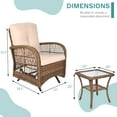 thumbnail image 6 of MEETWARM 3 Pieces Outdoor Patio Wicker Rocking Glider Set, Rocking Chairs Rattan Patio Furniture Sets with Thickened Cushion and Glass-Top Coffee Table, Conversation Bistro Set for Porch & Backyard, 6 of 7
