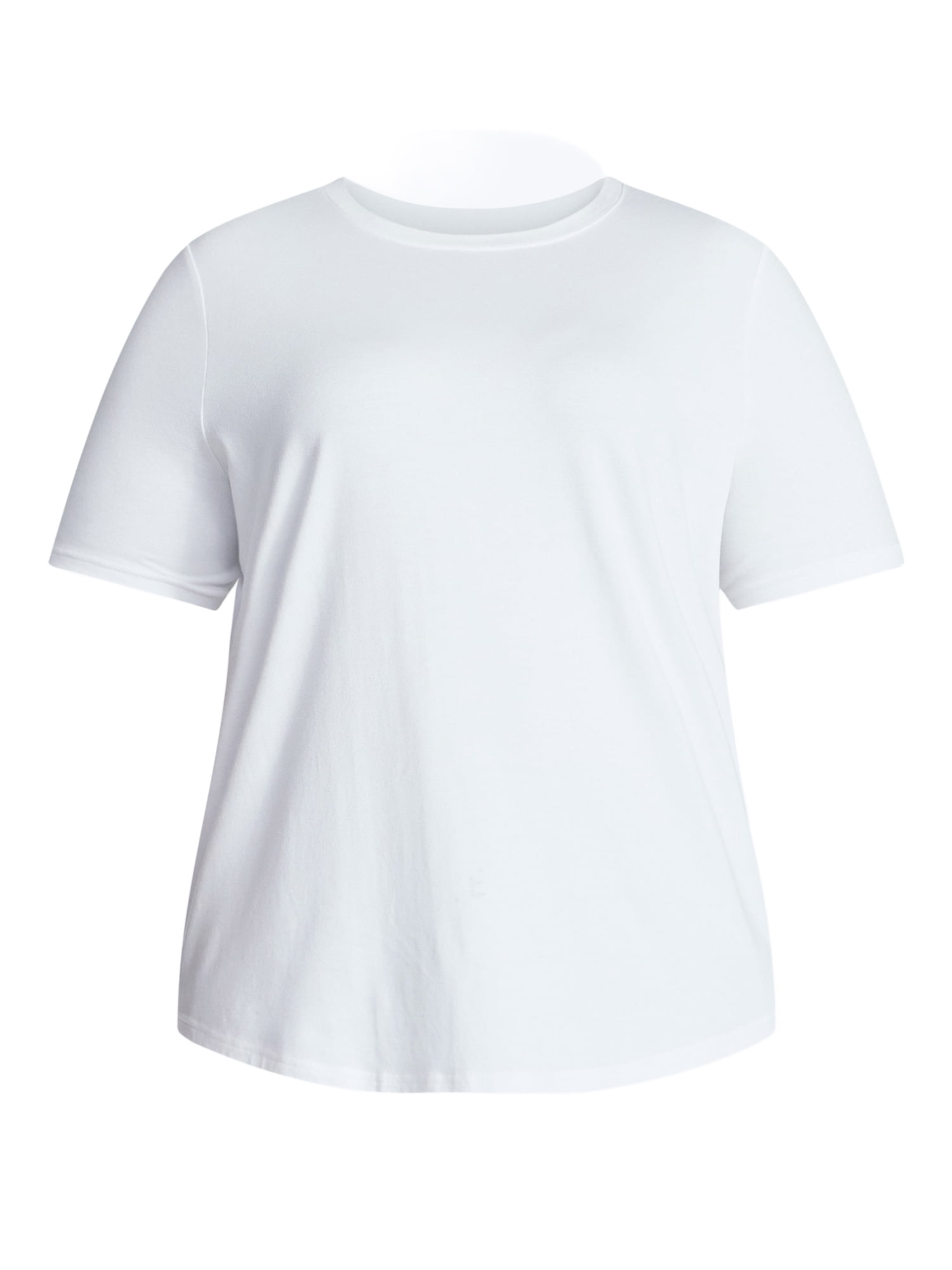 Terra & Sky Women's Plus Size Crewneck Tee with Short Sleeves, Sizes 0X-5X