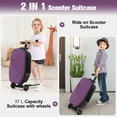 thumbnail image 4 of Advwin Scooter Luggage for Kids & Adults, Hardside Ride on Suitcase for Kids Ages 4-15 Multifunctional Lightweight Foldable Carry on Luggage with Wheels Ride on for Children Teenagers, Purple, 4 of 10