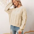 thumbnail image 4 of Fesfesfes Fall And Winter Sweater Women's Casual Round Neck Pullover Blouse Long Sleeve Solid Tops Sweater, 4 of 6