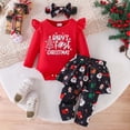 thumbnail image 2 of mgoYE My First Christmas Baby Girl Outfit Newborn Romper Skirts Pants Set Fall Winter Infant Christmas Dress Pant Clothes Headband(Red,3-6 Months), 2 of 9
