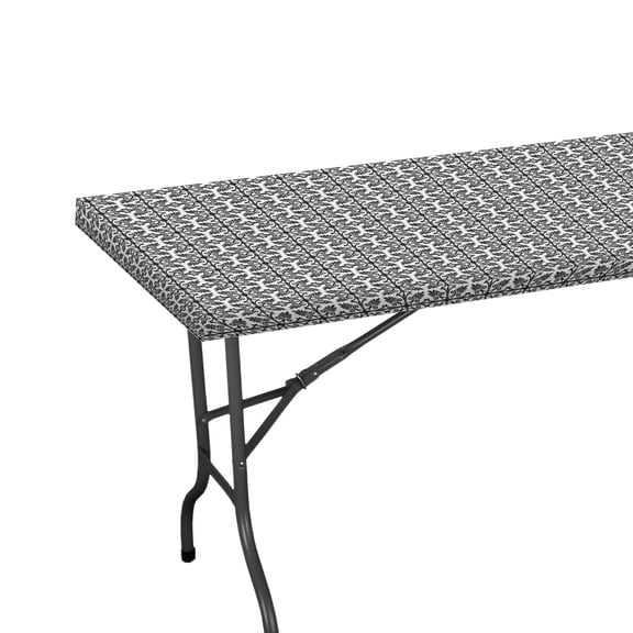 Uxcell 96"x30" Rectangle Plastic Tablecloth, Waterproof Elastic Fitted Table Covers for Picnic/Camping/Outdoor [Black]