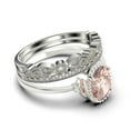 thumbnail image 2 of Beautiful Boho And hippie 2.35 Carat Oval Cut Morganite And Diamond Moissanite Engagement Ring, Wedding Ring, Two Matching Band in 925 Sterling Silver With 18k White Gold Plating Romanic Gift For Her, 2 of 4