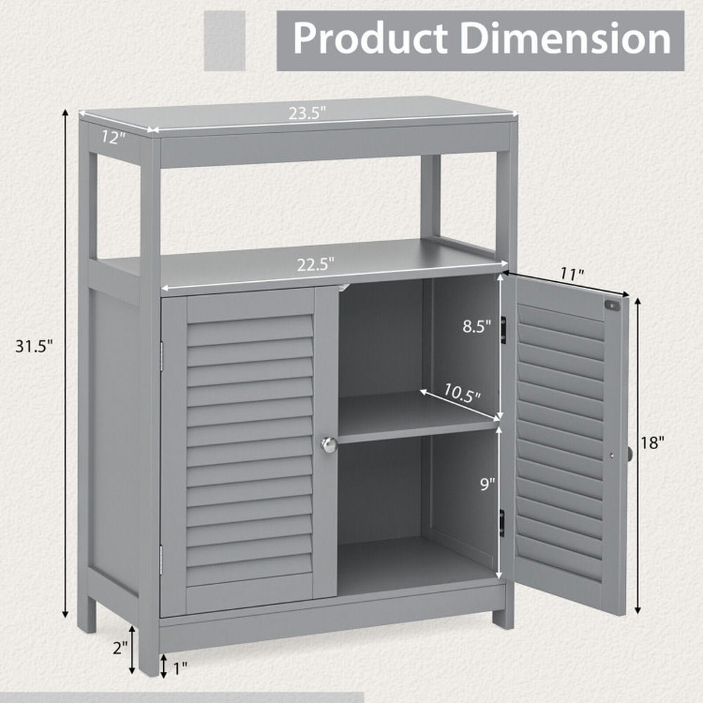 Finihen Bathroom Storage Cabinet, Bathroom Floor Cabinet, Freestanding Bathroom Floor Cabinet with Double Shutter Doors, for Bathroom, Living Room, Bedroom, Kitchen, Gray Finihen Bathroom Storage Cabinet, Bathroom Floor Cabinet, Freestanding Bathroom Floor Cabinet with Double Shutter Doors, for Bathroom, Living Room, Bedroom, Kitchen, Gray