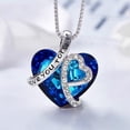 thumbnail image 2 of Blue Crystal Heart I Love You Forever Anti-Tarnish Necklace Pendant Jewelry J-231-Blue, 2 of 4
