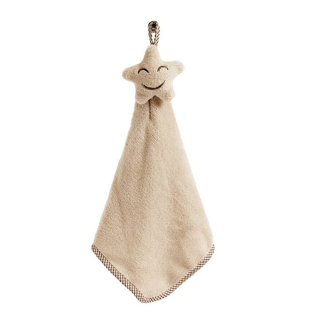 facefd Smiling Face Hanging Hand Towels Kitchen Towel Coral Velvet Absorbent Lint-Free Cloth Dishcloths
